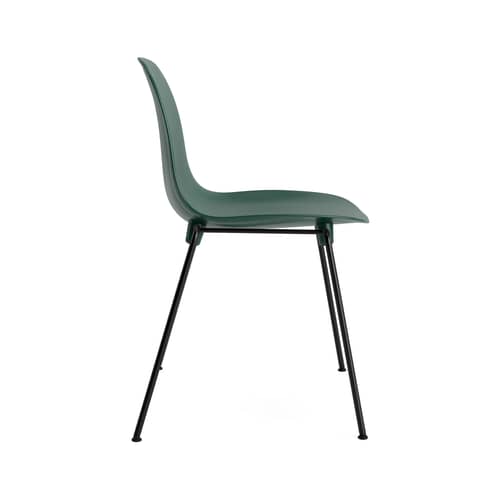 Sedia impilabile Form materiale plastico verde / 4 gambe metalllo - Normann Copenhagen - Verde - Acciaio laccato, Polipropilene