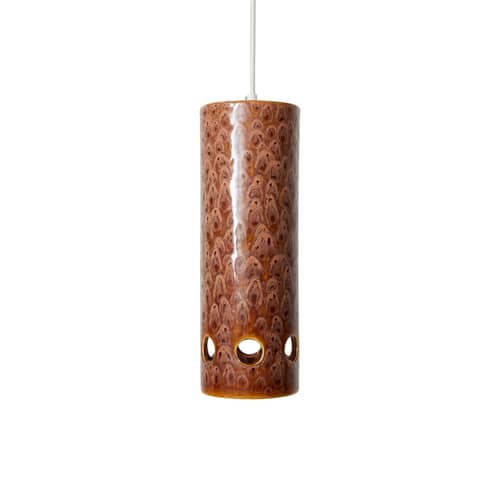 Suspension Ceramic céramique marron / Ø 11  cm x H 31.5 cm - HK LIVING - Litchi - Grès émaillé