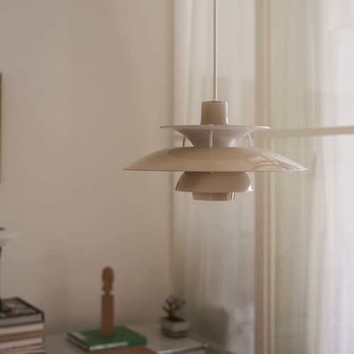 Suspension PH 5 Opal plastique beige / Ø 32 cm - Réédition 1958 - Louis Poulsen - Beige - PMMA