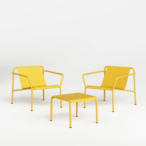 Table basse Panorama métal jaune / 50 x 50 x H 38,2 cm - TIPTOE - Jaune Soleil - Acier thermolaqué