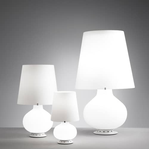 Fontana 1853 Medium Table lamp glass white / H 53 cm - Max Ingrand, 1954 - Fontana Arte - White - Painted metal, Satin blown glass