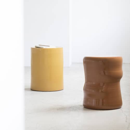 Table d\'appoint Pawn Organic céramique orange / Tabouret - Serax - Terracotta / Ø 35 x H 43 cm - Terre cuite émaillée