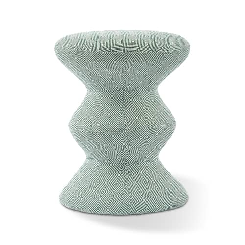 Tabouret rembourré Zig Zag Soft tissu vert - POLSPOTTEN - Vert clair - Bois, Mousse, Tissu