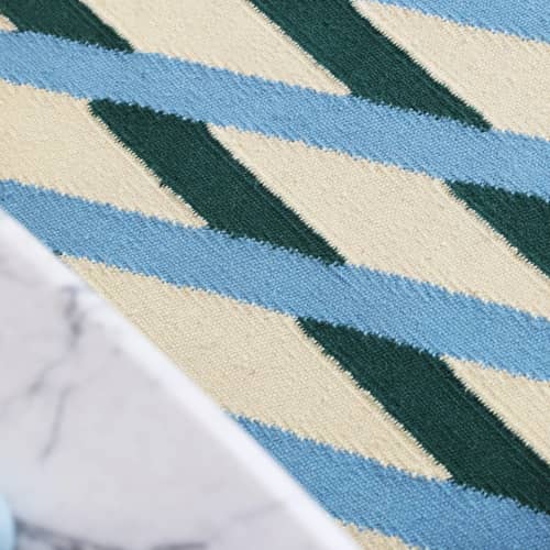 Tapis Remsa bleu / 195 x 133 cm - Laine - & klevering - Remsa / Beige & bleu - Laine de Nouvelle-Zélande