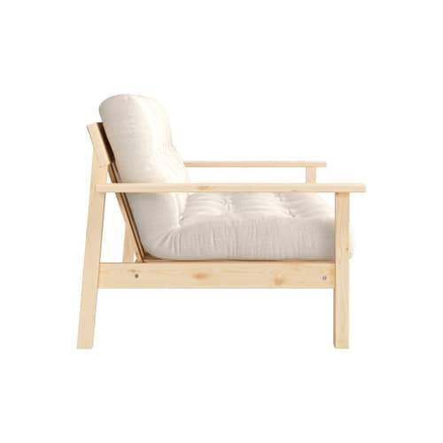Divano convertibile Unwind legno bianco / L 218 cm - KARUP - Lino 914 / Pino chiaro - Espanso, Fibre riciclate miste, Pino massello certificato FSC, Tessuto