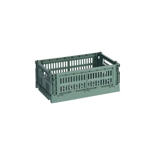 Colour Crate Basket plastic material green Small / 17 x 26.5 cm - Recycled - Hay - Sage green - Recycled polypropylene