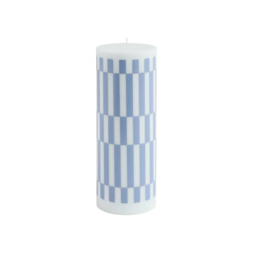 Bougie bloc Column cire multicolore / Ø 9 x H 25 cm / Seconde vie - Hay - Bleu clair & bleu Dusty - Huile, Stéarine