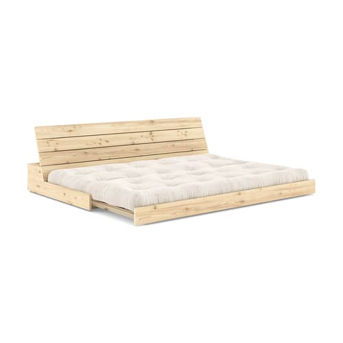 Canapé convertible Base / L 196 cm - 3 places - KARUP DESIGN - Ivoire 510 (velours côtelé) / Pin clair - Fibres recyclées mélangées, Mousse, Pin massif certifié FSC, Velours côtelé
