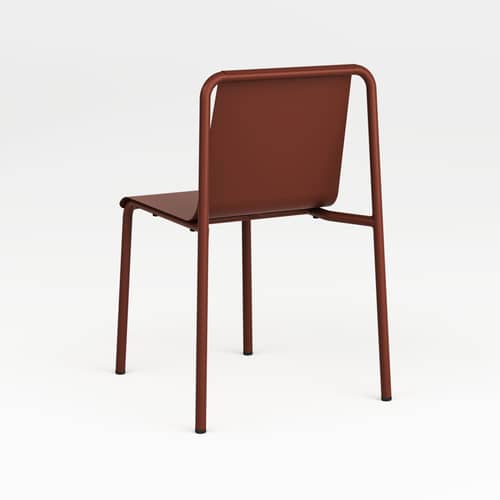 Chaise empilable Panorama métal rouge  / Seconde vie - TIPTOE - Rouge Brique - Acier thermolaqué