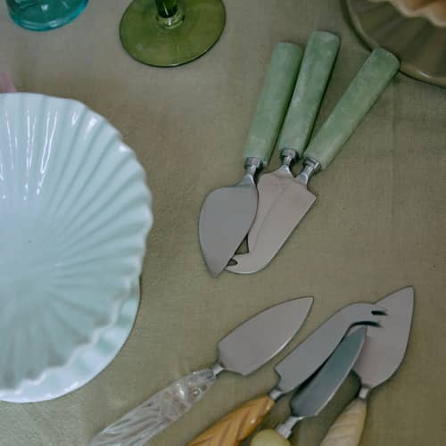 Set de 3 couteaux à fromage plastique vert - HK LIVING - Vert - Acier inoxydable, Résine