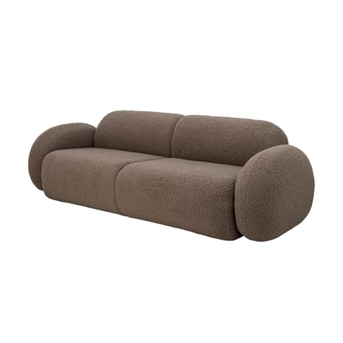 Sofa Magola textil braun / L 228 cm – 3-Sitzer - Bloomingville - Taupe Braun (Schlingenpol) - Kiefer, Polyurethan-Schaum, Schlingenpol