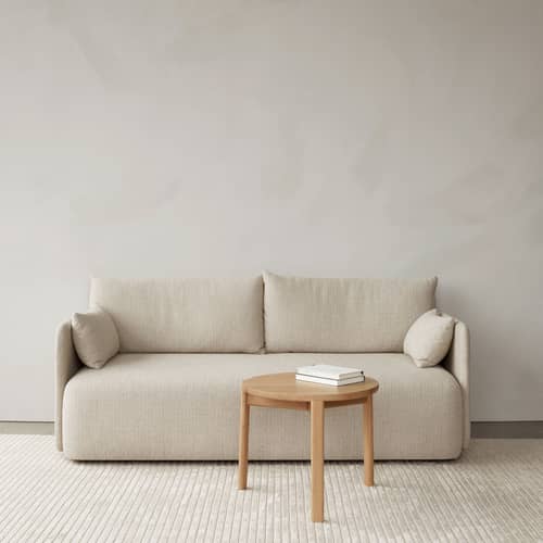Divano destro Offset tessuto beige / 2 posti - L 178 cm - Audo Copenhagen - Audo Ricci 02 / Beige - Molle in acciaio, Pino, Schiuma HR, Tessuto bouclé Audo