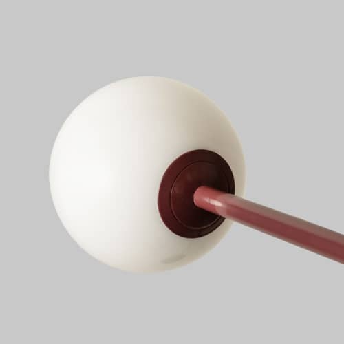 Copenhagen Pendant metal red / L 97 cm - Mobile arms - It\'s about Romi - Burgundy - Lacquered iron, Opal Glass