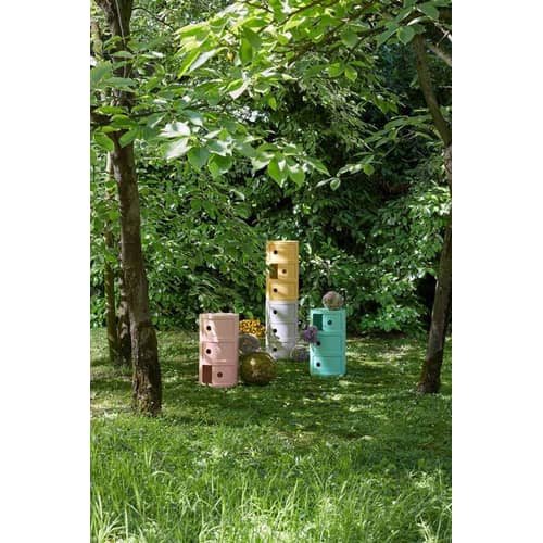 Rangement Componibili Bio plastique rose (1968) / 3 tiroirs - Matériau naturel & biodégradable - Kartell - Rose - Bioplastique Bio-On