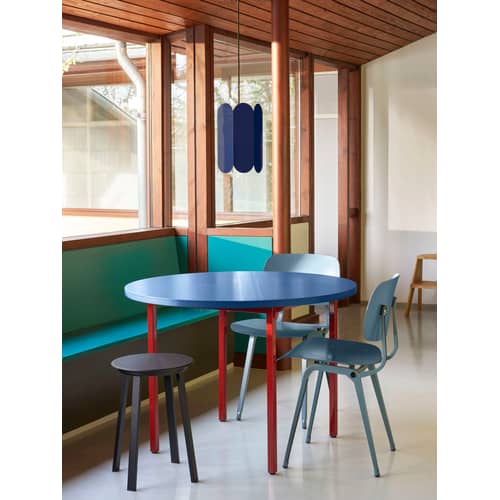 Runder Tisch Two-Colour corian grün / Ø 120 cm - MDF Valchromat® - Hay - Tischplatte minzgrün / Beine elfenbeinfarben - lackierter Stahl, Valchromat® MDF