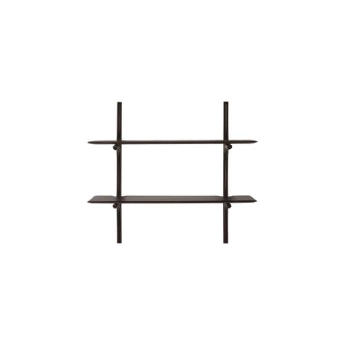 PI Shelf wood brown / 2 shelves - Solid mahogany / L 100 x H 91 cm - Ethnicraft - Dark brown Mahogany - Stained solid mahogany