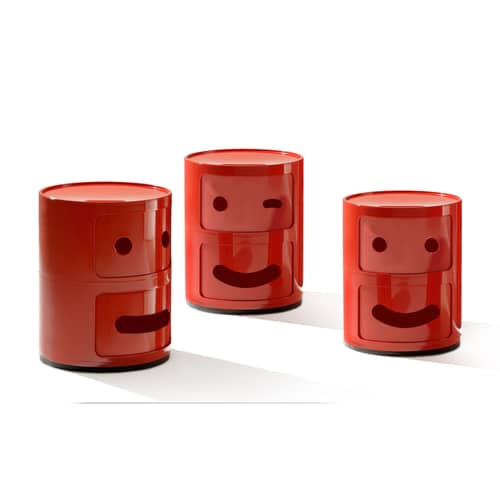 Componibili Smile N°3 Storage plastic material red / 2 draws - H 40 cm - Kartell - nb 3 / Red - ABS