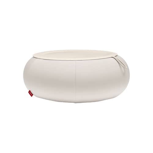 Table basse Dumpty OUTDOOR tissu beige / Gonflable - Ø 87,5 x H 35 cm - Fatboy - Pebble - Acier, PVC, Tissu d\'extérieur oléfine