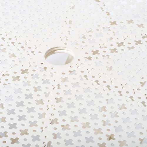 Table ronde Al Fresco métal blanc / Ø 120 cm - Trou pour parasol - BUSINESS & PLEASURE - Blanc Antique - Acier