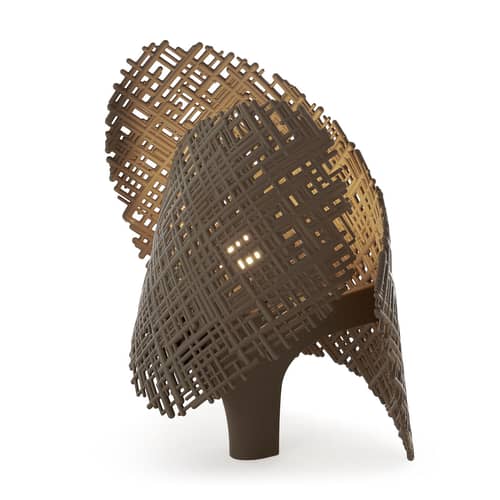 Tischleuchte Tea plastikmaterial beige / L 28 x H 32,5 cm - Recycling-Material - Kartell - Taupegrau - Recyceltes ABS