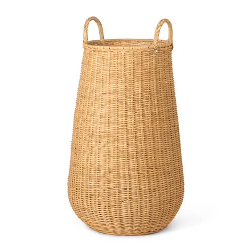 Wäschekorb Braided faser holz natur / Ø 42 x H 80 cm - Rattan - Ferm Living - Rattan Natur - Geflochtenes Rattan