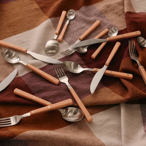Servizio 70s materiale plastico arancione / 16 pezzi (4 persone) - HK LIVING - Pesca - Acciaio inossidabile, Acrilico