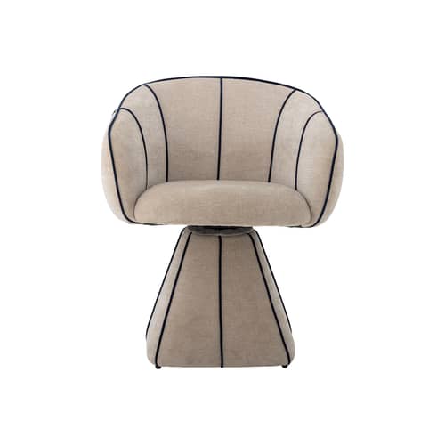Drehsessel Semilie textil beige / Velours - Bloomingville - Beiger Velours / Schwarze Paspeln - Furnier, Schaumstoff, Velours