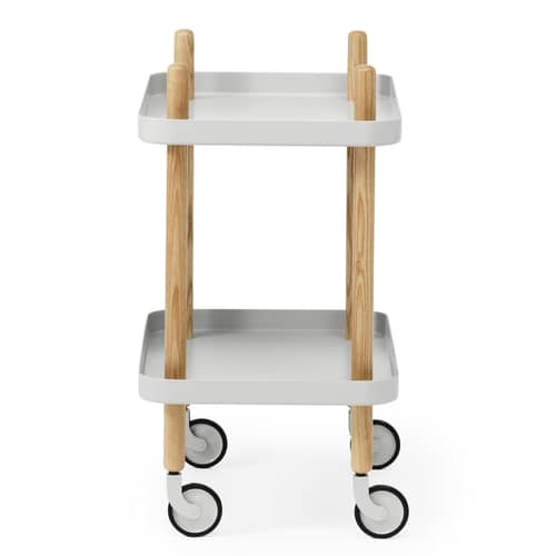Ablage Block metall grau / auf Rollen - Normann Copenhagen - Hellgrau - Esche, Stahl