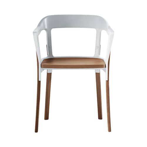 Steelwood Armchair metal white natural wood Wood & metal - Magis - White / Beech - Beechwood, Varnished steel