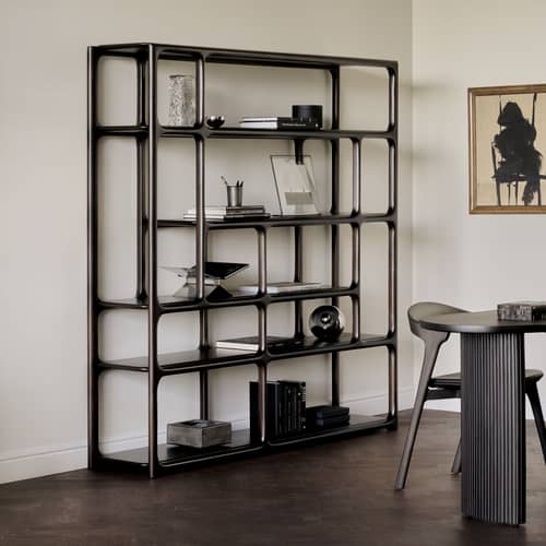Bibliothèque Eda bois marron / L 181 x H 188 cm - Ethnicraft - Acajou brun foncé - Acajou massif