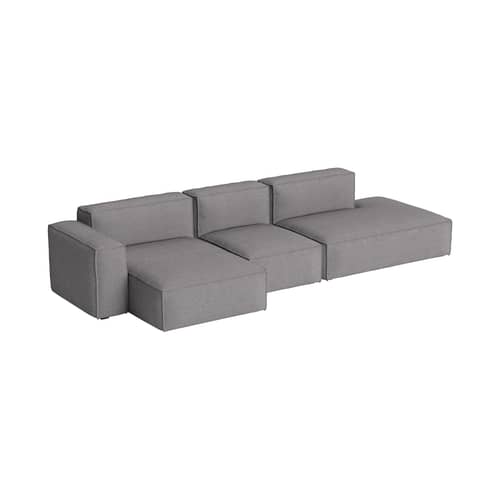 Canapé d\'angle Mags Soft Low Armrest n°4 gris foncé / 3 places -  L 331 cm/ Accoudoir gauche - Hay - Accoudoir gauche / Gris foncé (tissu Hallingdal 166) - Contreplaqué, Mousse polyuréthane HR, Tissu