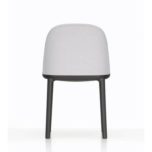 Chaise rembourrée Softshell Side Chair tissu gris / 4 pieds - Vitra - Gris Galet (tissu Dumet) - Mousse polyuréthane, Polyamide renforcé de fibre de verre, Tissu