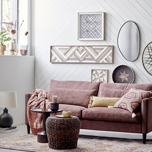 Décoration murale Lunna bois naturel / L 122 x H 33 cm - Effet 3D - Bloomingville - 122 x 33 cm / Bois & blanc - MDF