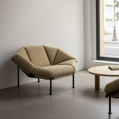 Gepolsterter Sessel Atlas textil beige - KANN DESIGN - Beige - HR-Schaum, Kvadrat-Gewebe, thermolackierter Stahl