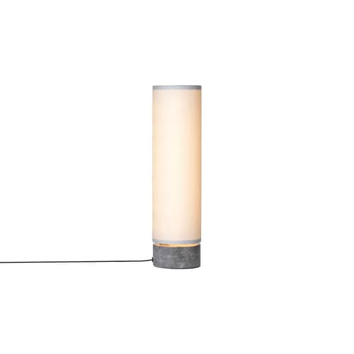 Lampe de table The Unbound LED / H 45 cm - marbre / Pivotant - Gubi - Lin blanc / Marbre gris - Lin, Marbre