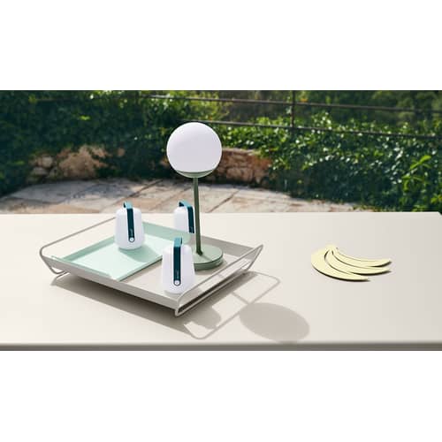 Lot de 3 lampes extérieurs sans fil rechargeables Balad métal bleu / H 13,5 cm - Fermob - Bleu Acapulco - Aluminium, Polyéthylène