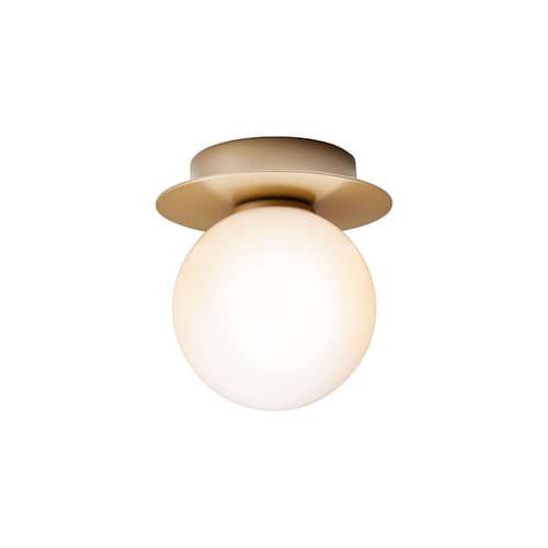 Applique bagno Liila 1 Small vetro oro / Plafoniera - Ø 12 cm - NUURA - Dorato / Bianco opalino - Alluminio, Vetro soffiato a bocca