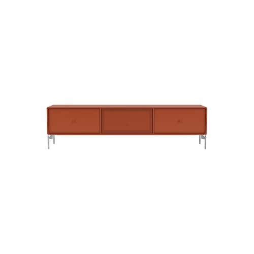 Meuble TV Octave V bois orange / Avec pieds - L 138 x P 30 x H 36,6 cm - MONTANA - Hokkaido 162 - Acier, Acier perforé, MDF laqué