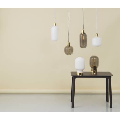 Amp Large Pendant glass grey gold / Ø 11.2 x H 26 cm - Glass & brass - Normann Copenhagen - Smoked grey / Brass - Brass, Glass