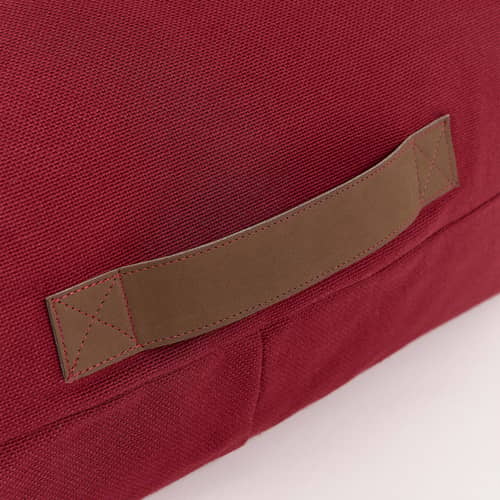 Pouf enfant Oasis tissu rouge - NOBODINOZ - Rouge brique - Coton biologique, Polystyrène expansé, Similicuir
