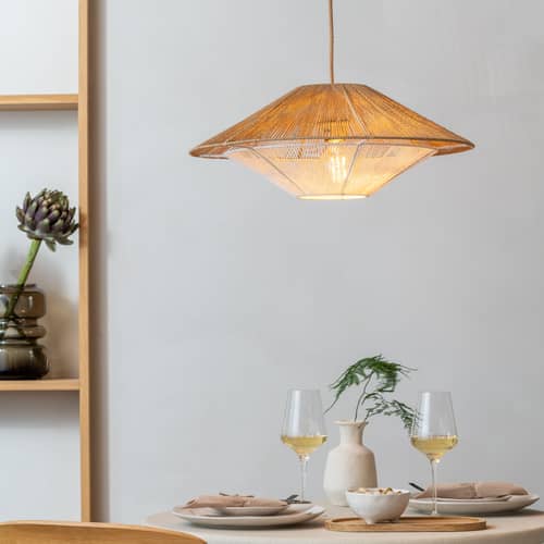 Sospensione Lumbini Small tessuto beige / Ø 50 cm - GOOD&MOJO - Beige - Corda