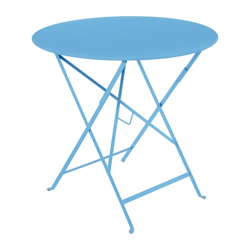 Klapptisch Bistro metall blau /Ø 77 cm - 3/4 Personen - Loch für Sonnenschirm - Fermob - Blau Maya - lackierter Stahl