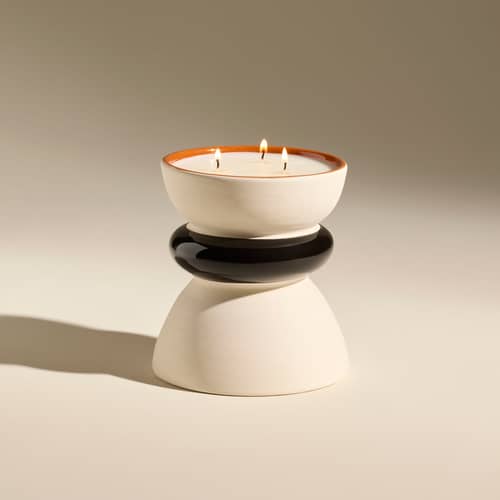 Bougie parfumée Tam tam céramique noir / Ø 15 x H 18 cm - Maison Sarah Lavoine - Noir / Senteur Oriental - Cire soja naturelle, Grès émaillé