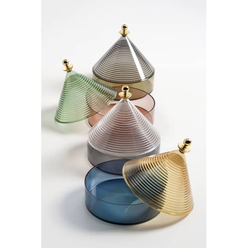 Trullo Box plastic material multicoloured / Ø 25 x H 27 cm - Kartell - Pink / Green & gold - Technopolymer