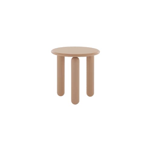 Couchtisch Undique Mas holz beige / Ø 48 x H 51 cm - Patricia Urquiola, 2023 - Kartell - Beige, gepudert - lackierte Buche, lackierte Holzfaserplatte