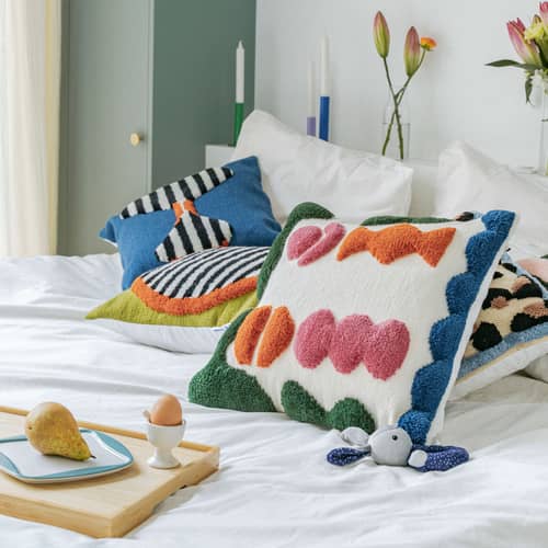 Coussin Columns  / 45 x 45 cm - Laine tissée main - COLORTHERAPIS - Columns - Coton, Laine de Nouvelle-Zélande