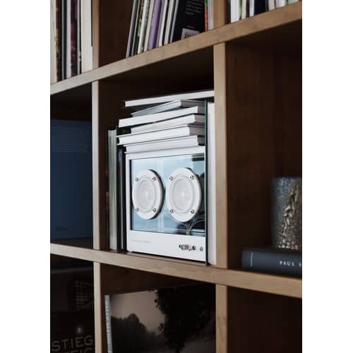 Enceinte Small verre blanc / L 26 x H 20 cm - Verre trempé - Transparent Speaker - Blanc / Transparent - Aluminium, Verre trempé