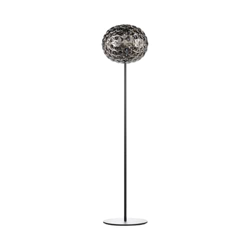 Planet Floor lamp plastic material grey black / LED - H 130 cm - Kartell - Smoked grey / Black base - Aluminium, Thermoplastic technopolymer