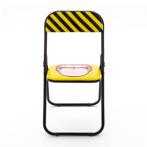 Tongue Folding chair plastic material multicoloured / padded - Seletti - Tongue - Foam, Lacquered metal, PVC