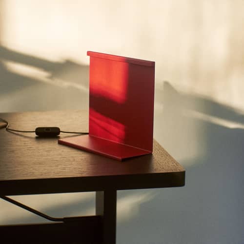 Lampe de table LBM LED / L 22,5 x H 22 cm - Hay - Rouge - Acier